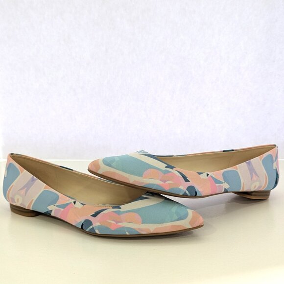NIB Nine West Onlee 2 Multicolor Fabric Pointed Toe Flats. Size 8.5 M - Picture 3 of 6